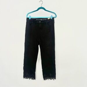 NEW NWT Chico’s Black Perfect Stretch Girlfriend Lace Hem Ankle Length Pants